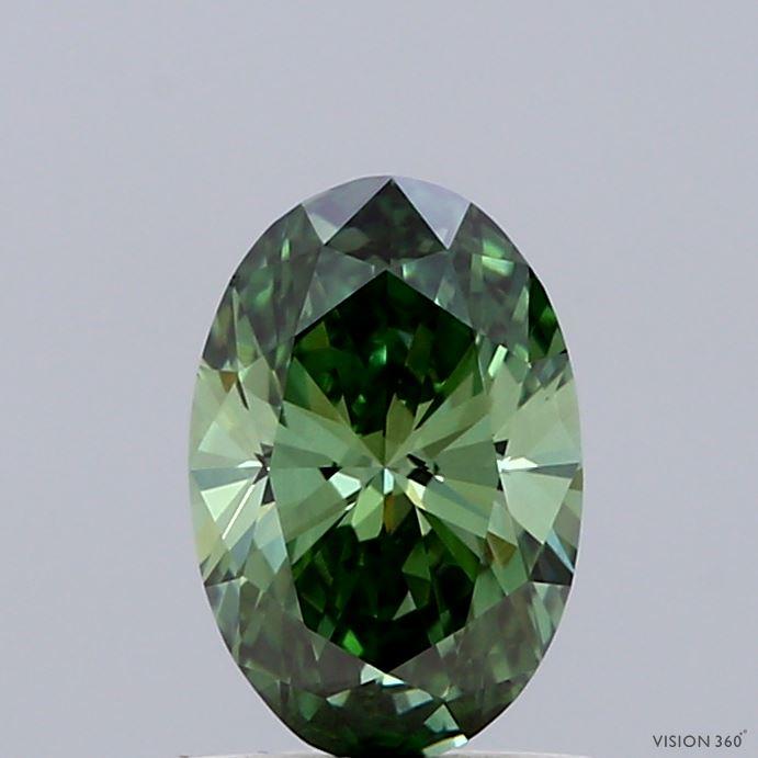 1.08 Ct. Fancy Vivid Green Oval Lab Grown Diamond