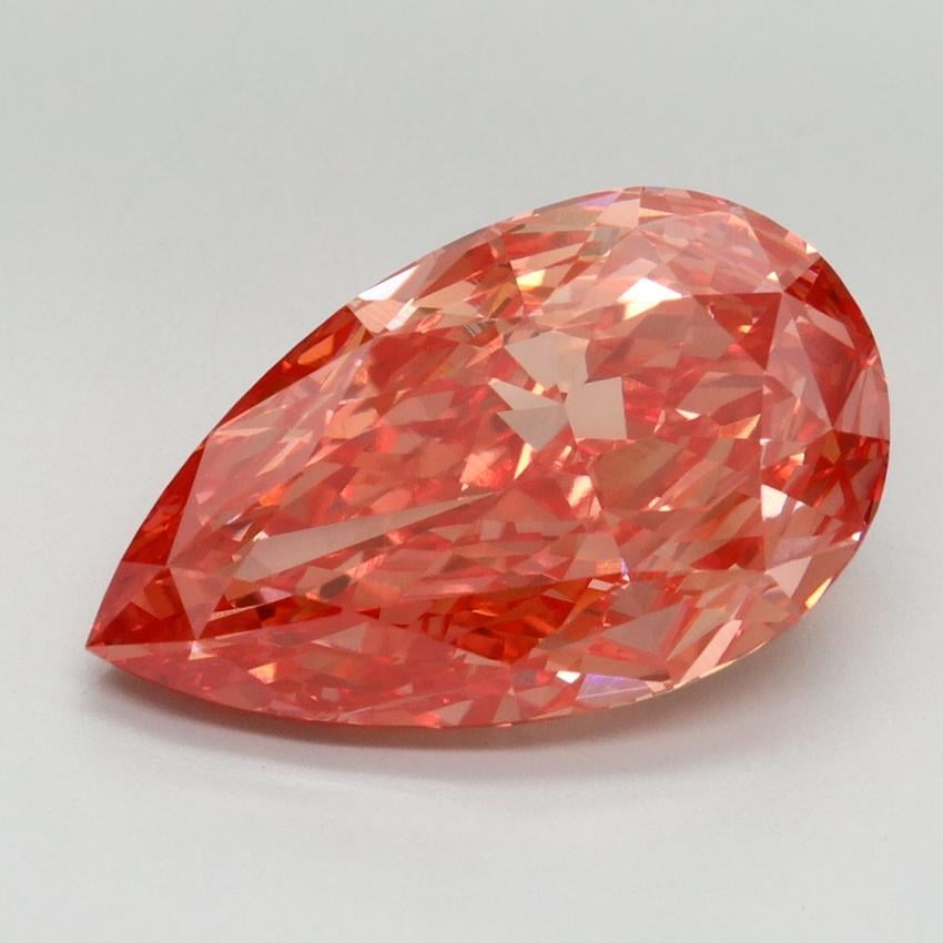 6.07 Ct. Fancy Vivid Red Pear Lab Grown Diamond
