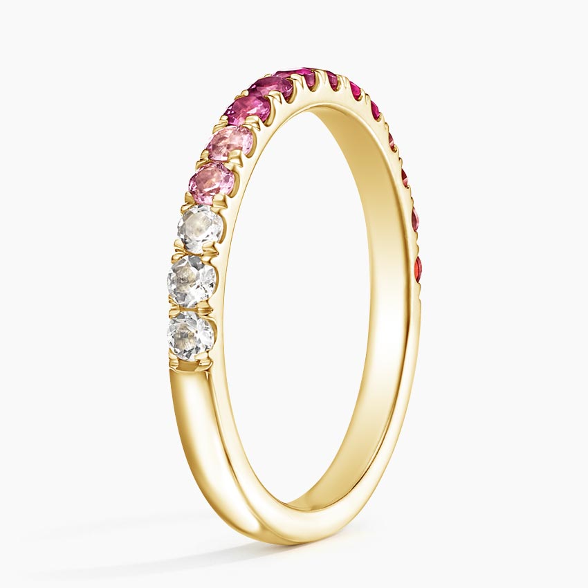 18K Yellow Gold Burgundy Ombre Ring