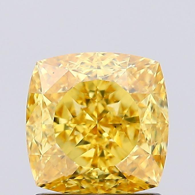 1.57 Ct. Fancy Vivid Yellow Cushion Lab Grown Diamond