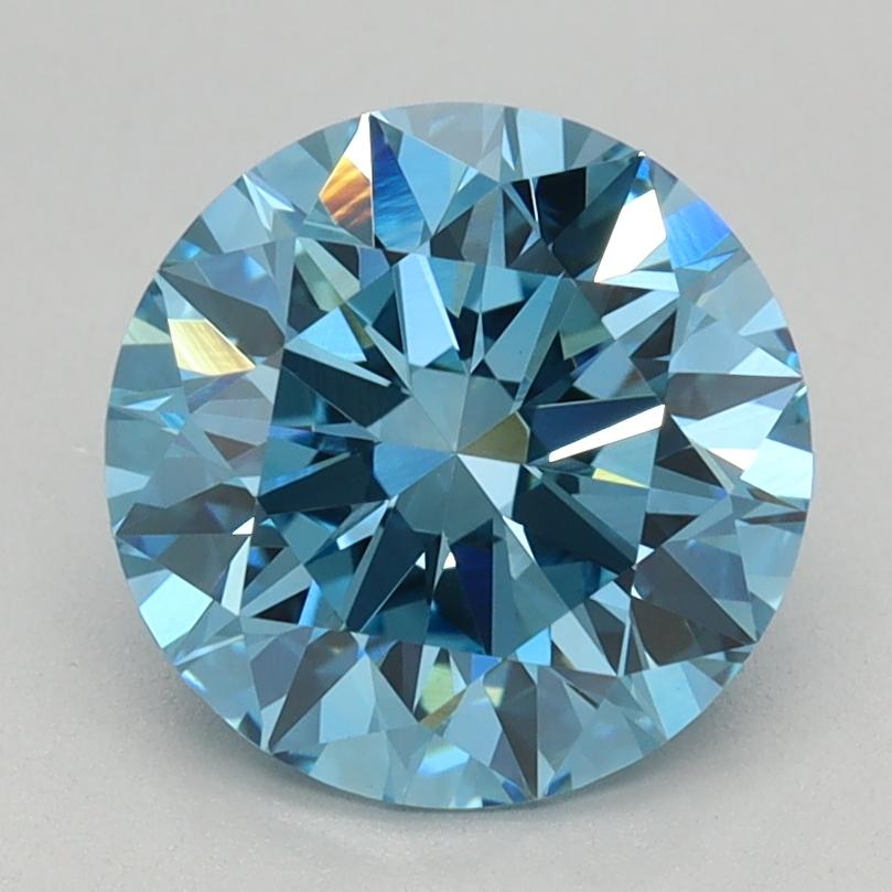 1.66 Ct. Fancy Vivid Blue Round Lab Grown Diamond