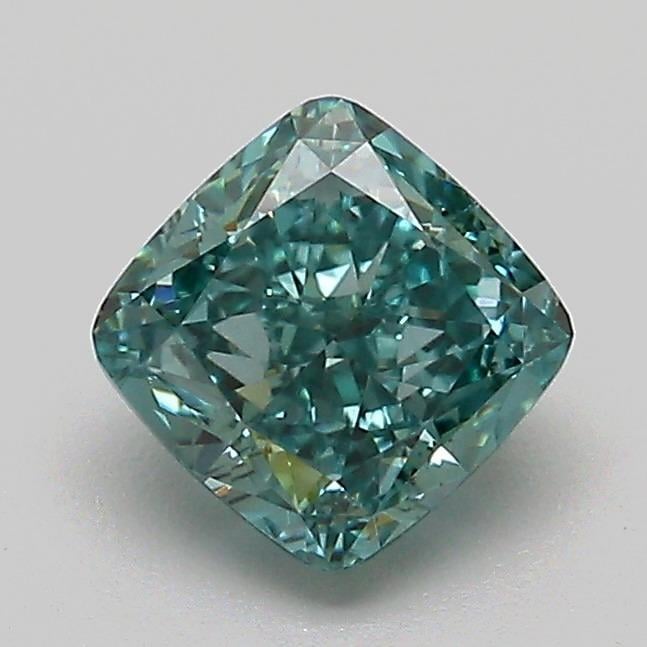1.08 Ct. Fancy Vivid Green Cushion Lab Grown Diamond