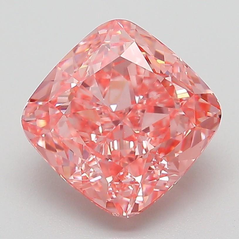 3.14 Ct. Fancy Vivid Pink Cushion Lab Grown Diamond