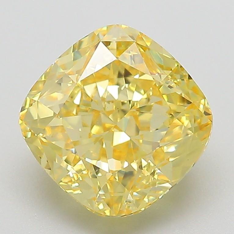 3.09 Ct. Fancy Vivid Yellow Cushion Lab Grown Diamond