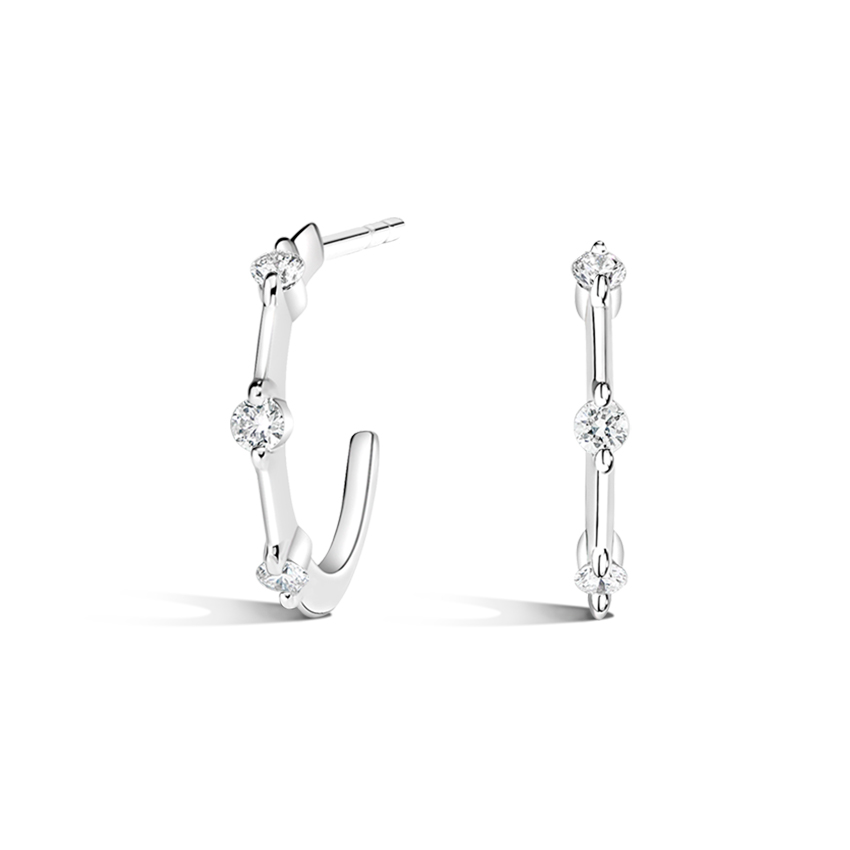 Aimee Small Diamond Hoop Earrings (1/6 ct. tw.) in 18K White Gold
