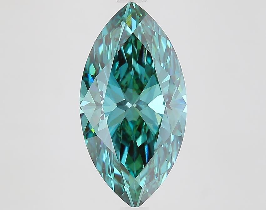 3.61 Ct. Fancy Vivid Bluish Green Marquise Lab Grown Diamond