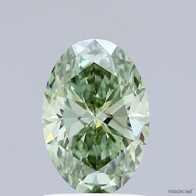 1.08 Ct. Fancy Vivid Green Oval Lab Grown Diamond
