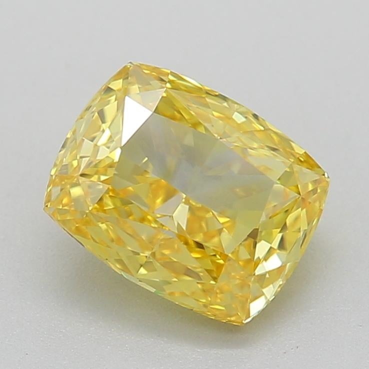 0.85 Ct. Fancy Vivid  Yellow Cushion Lab Grown Diamond