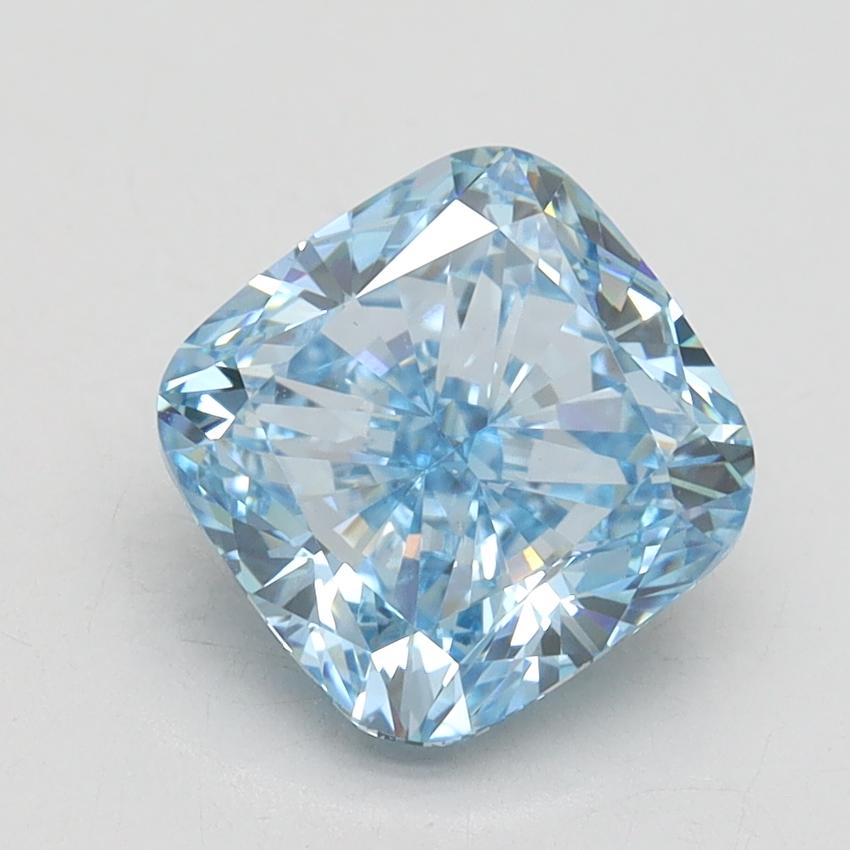 2.41 Ct. Fancy Vivid Blue Cushion Lab Grown Diamond