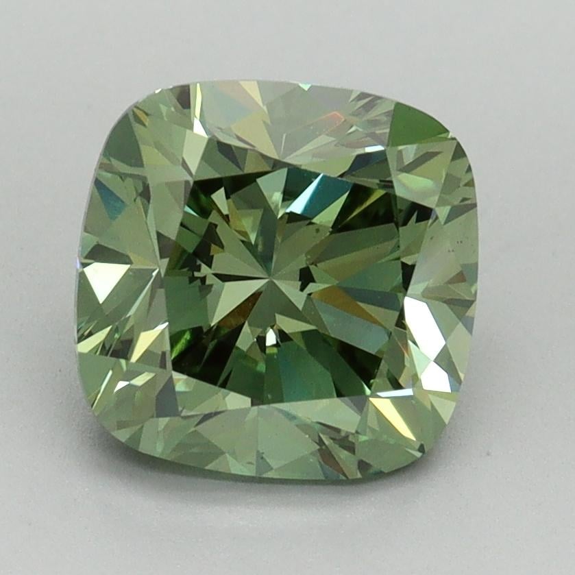 2.20 Ct. Fancy Vivid Green Cushion Lab Grown Diamond