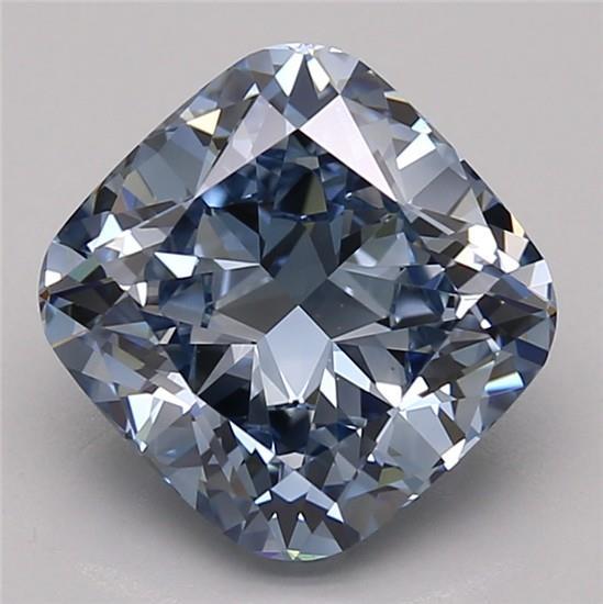 3.33 Ct. Fancy Vivid Blue Cushion Lab Grown Diamond