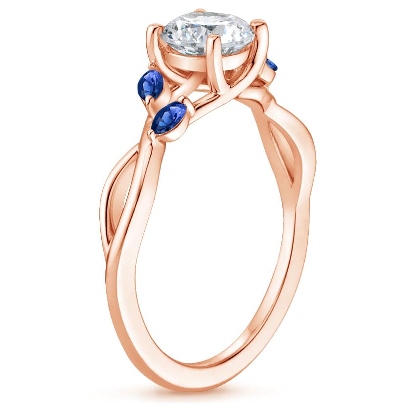 14K Rose Gold Willow Ring With Sapphire Accents, large side view
