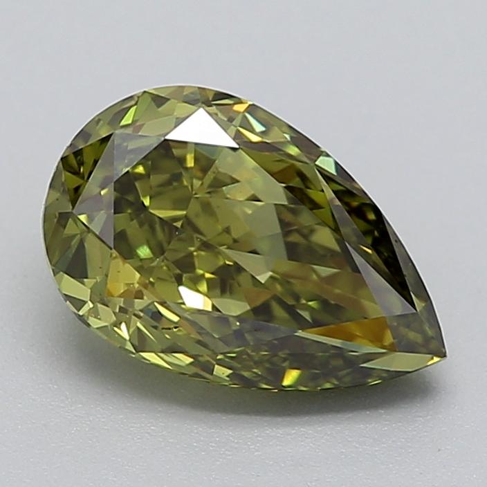 1.19 Ct. Fancy Vivid  Green Pear Lab Grown Diamond