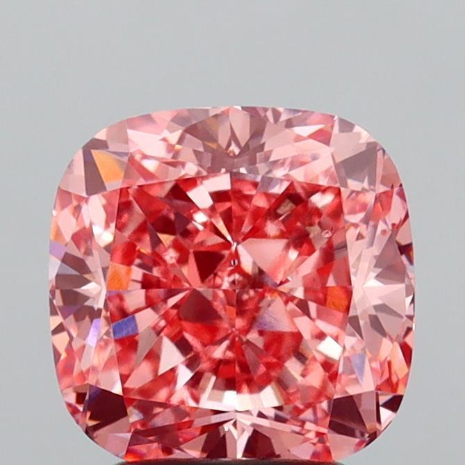 3.03 Ct. Fancy Vivid  Pink Cushion Lab Grown Diamond