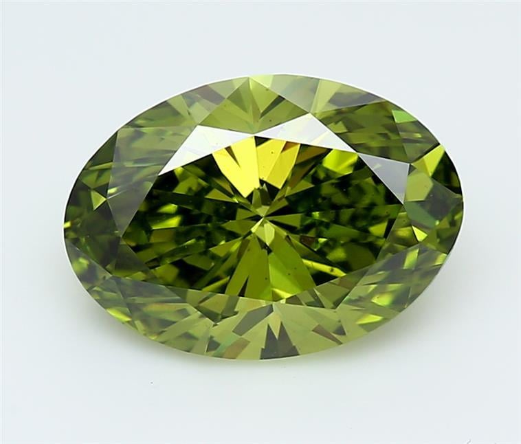 5.03 Ct. Fancy Vivid  Green Oval Lab Grown Diamond