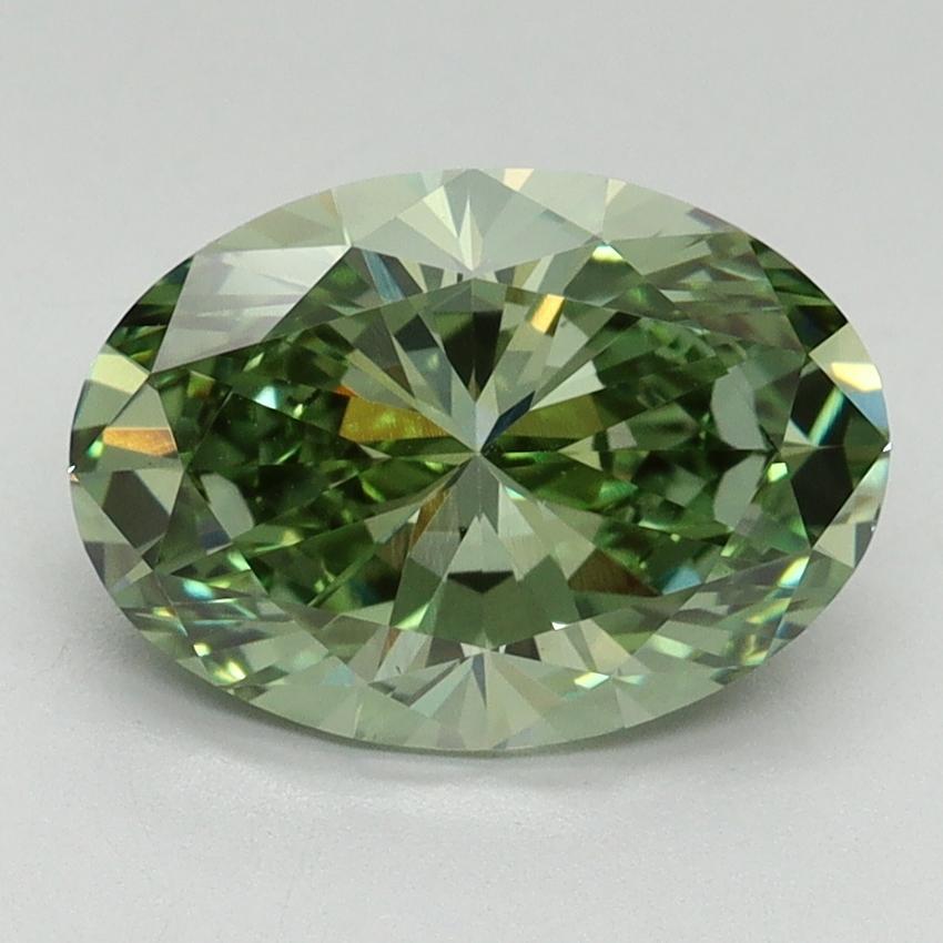2.25 Ct. Fancy Vivid Green Oval Lab Grown Diamond