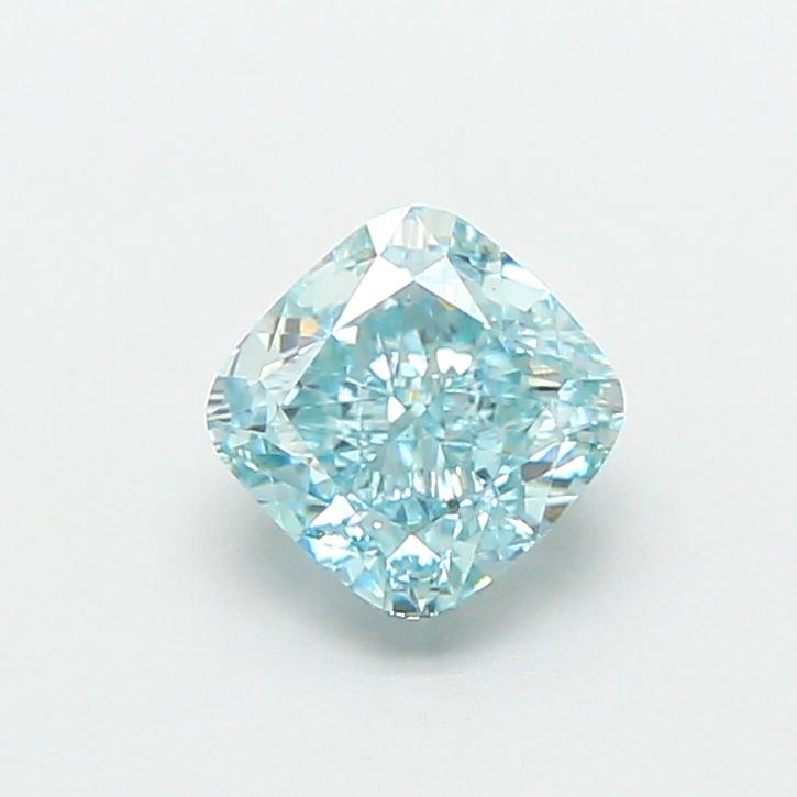 1.05 Ct. Fancy Vivid Greenish Blue Cushion Lab Grown Diamond
