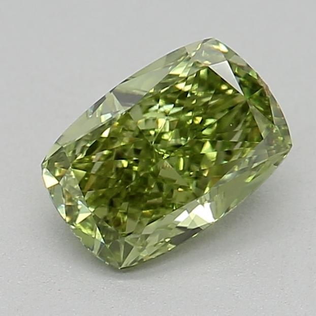 0.58 Ct. Fancy Vivid Green Cushion Lab Grown Diamond