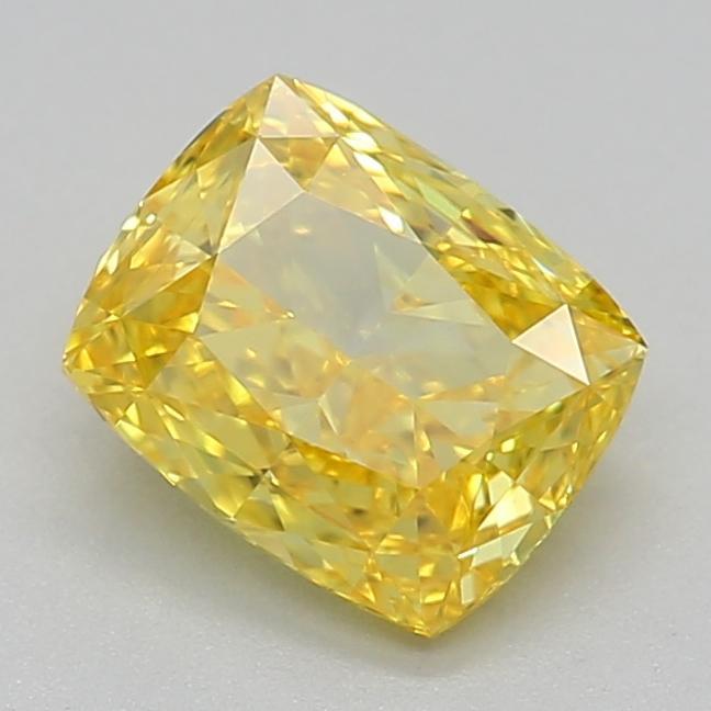 0.76 Ct. Fancy Vivid Yellow Cushion Lab Grown Diamond