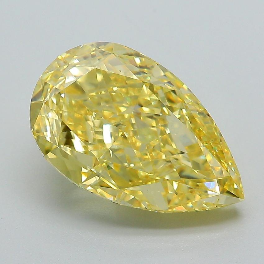 4.45 Ct. Fancy Vivid Yellow Pear Lab Grown Diamond