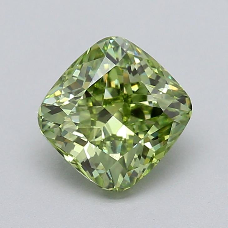 1.59 Ct. Fancy Vivid  Green Cushion Lab Grown Diamond