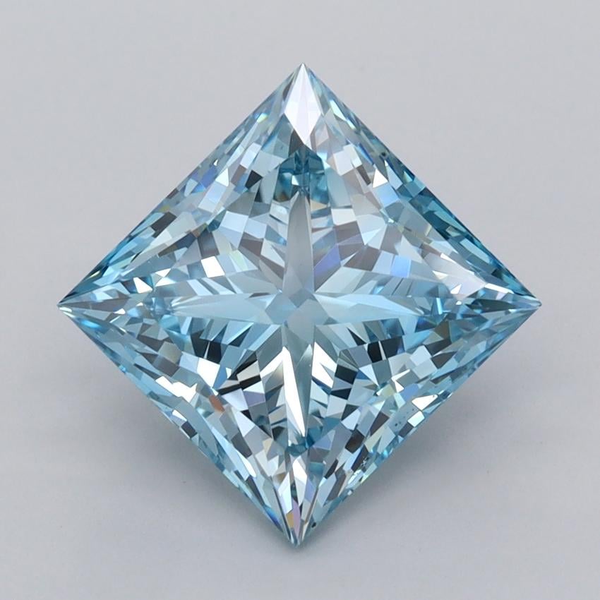 3.51 Ct. Fancy Vivid  Blue Princess Lab Grown Diamond