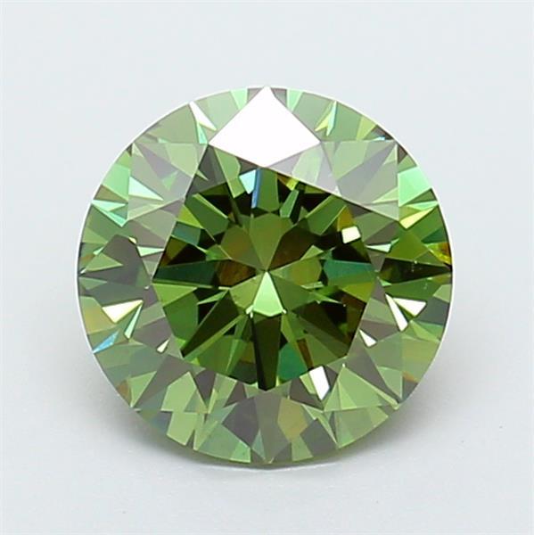 2.11 Ct. Fancy Vivid  Green Round Lab Grown Diamond