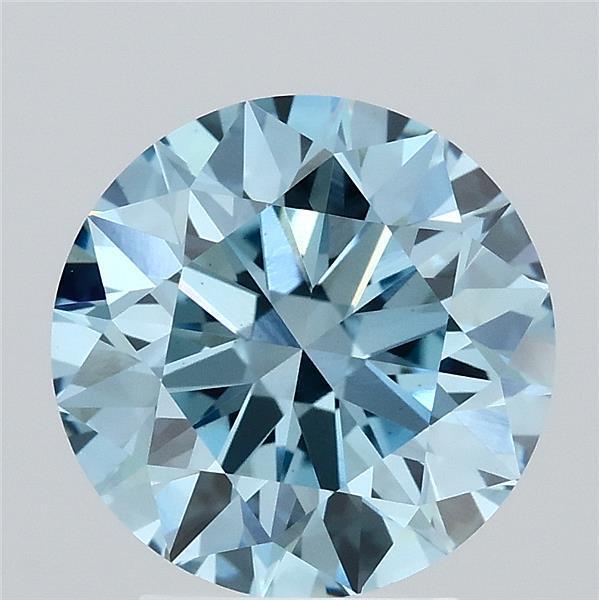 3.11 Ct. Fancy Vivid Blue Round Lab Grown Diamond