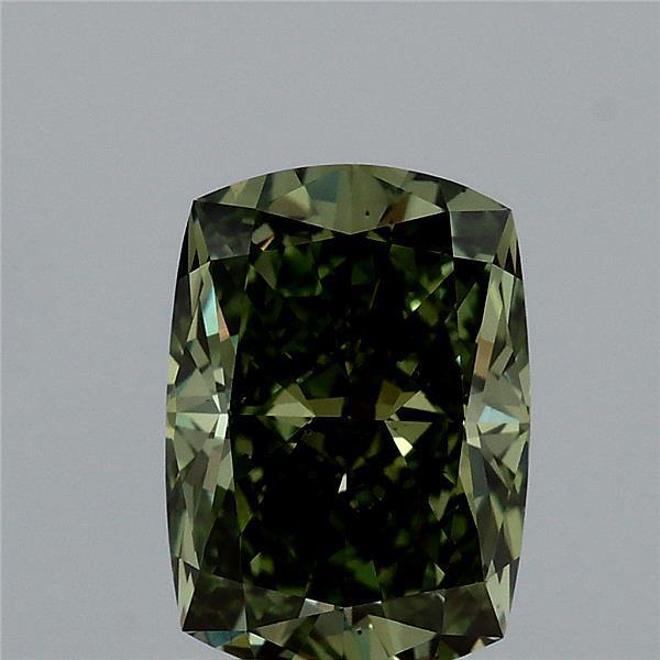 2.02 Ct. Fancy Vivid Green Cushion Lab Grown Diamond