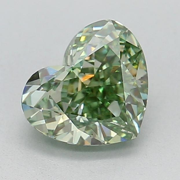 0.91 Ct. Fancy Vivid  Green Heart Lab Grown Diamond