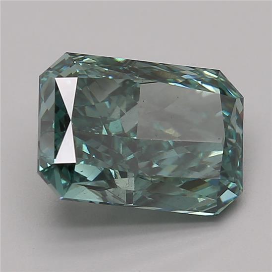 2.37 Ct. Fancy Vivid Greenish Blue Radiant Lab Grown Diamond