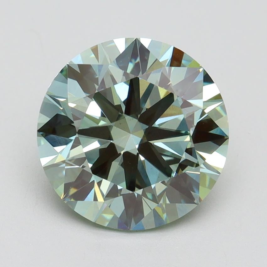 3.11 Ct. Fancy Vivid Green Round Lab Grown Diamond