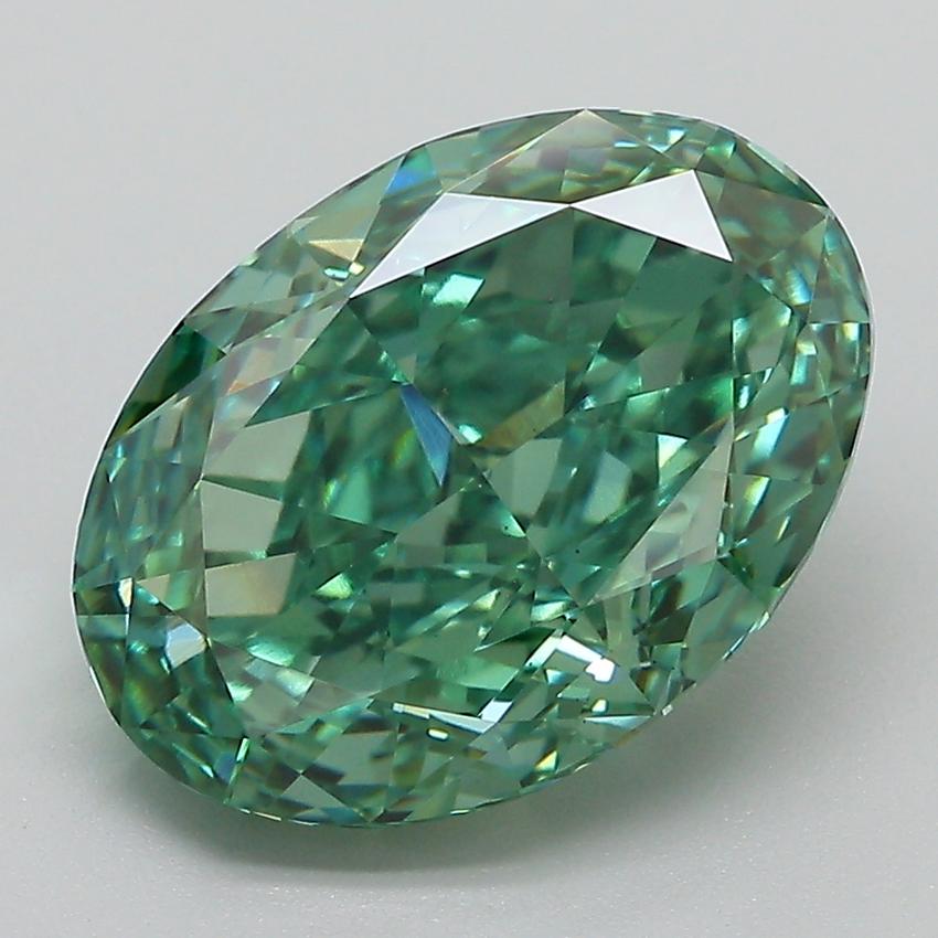 5.00 Ct. Fancy Vivid Green Oval Lab Grown Diamond