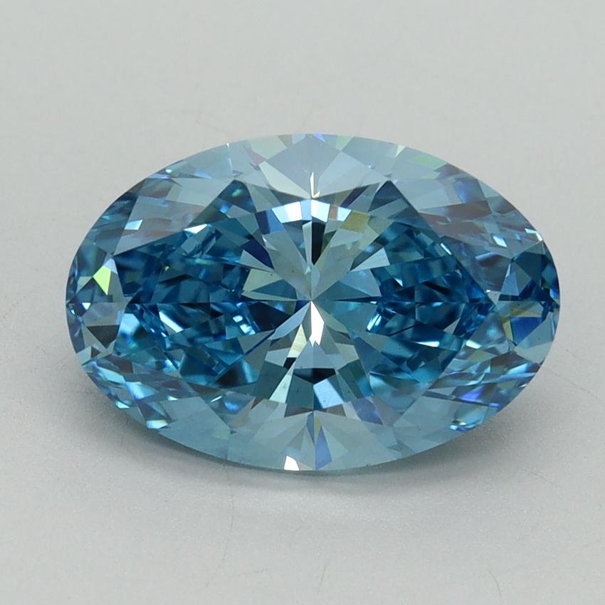 3.02 Ct. Fancy Vivid Blue Oval Lab Grown Diamond