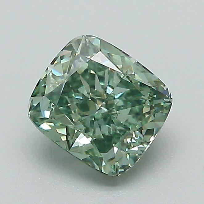 1.05 Ct. Fancy Vivid Green Cushion Lab Grown Diamond