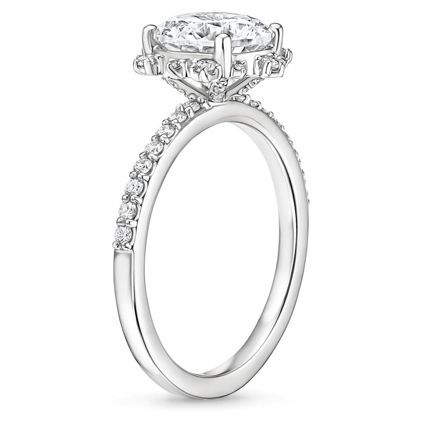 18K White Gold Flor Diamond Ring, large side view