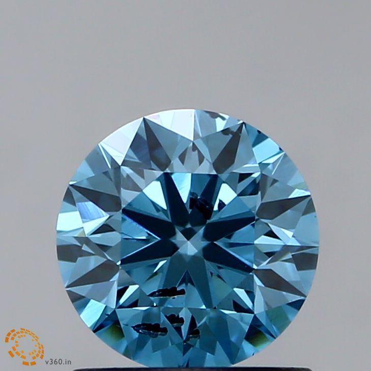 0.82 Ct. Fancy Intense Blue Round Lab Grown Diamond