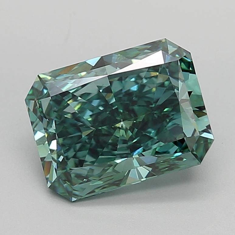 4.03 Ct. Fancy Vivid  Green Radiant Lab Grown Diamond