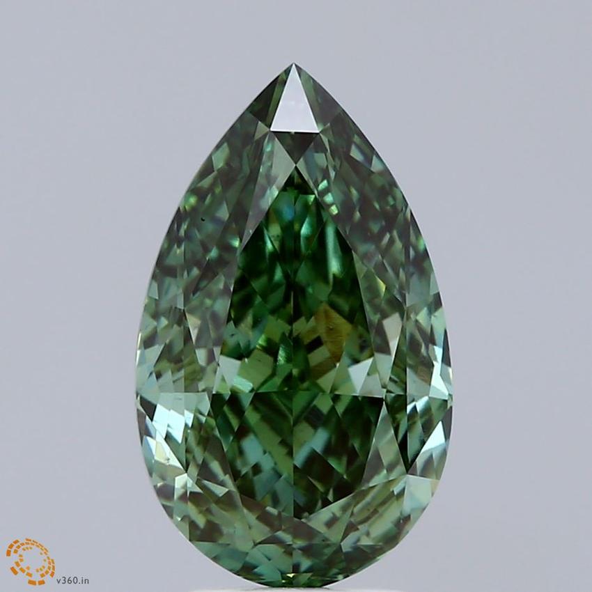 4.04 Ct. Fancy Vivid Green Pear Lab Grown Diamond