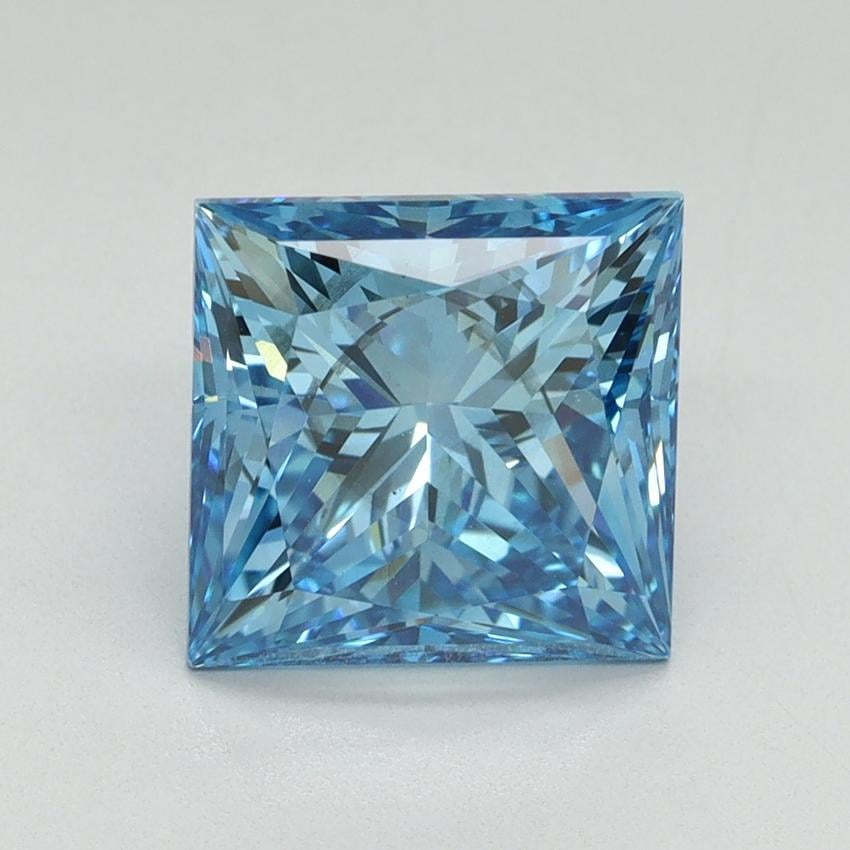 3.18 Ct. Fancy Vivid Malibu Blue Princess Lab Grown Diamond