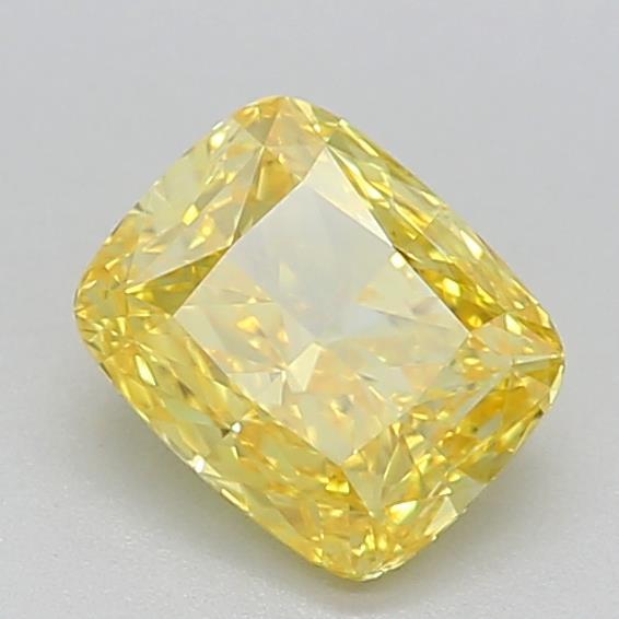 0.71 Ct. Fancy Vivid Yellow Cushion Lab Grown Diamond