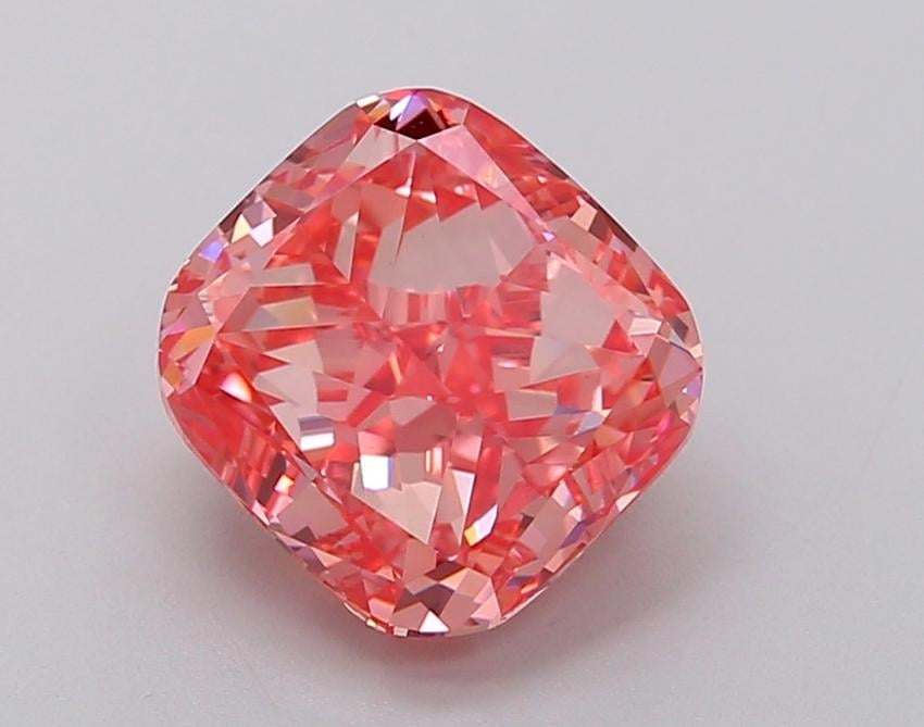 3.01 Ct. Fancy Vivid Pink Cushion Lab Grown Diamond