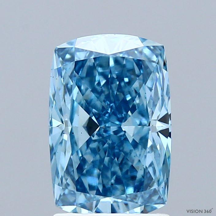 2.03 Ct. Fancy Vivid Blue Cushion Lab Grown Diamond