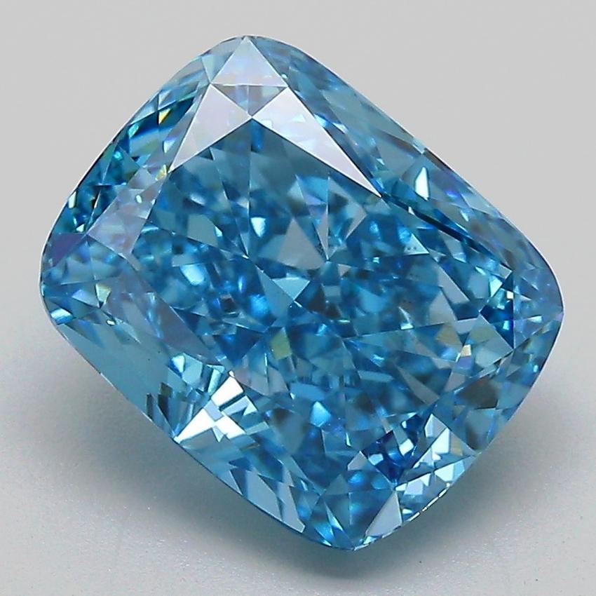 4.27 Ct. Fancy Vivid Blue Cushion Lab Grown Diamond