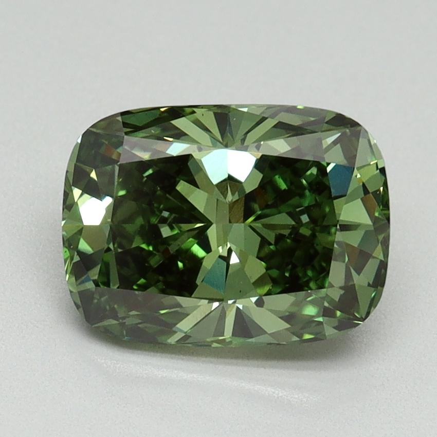 2.08 Ct. Fancy Vivid Green Cushion Lab Grown Diamond