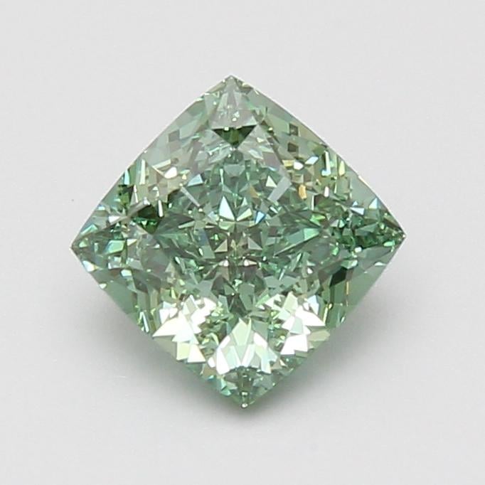1.59 Ct. Fancy Vivid Green Cushion Lab Grown Diamond