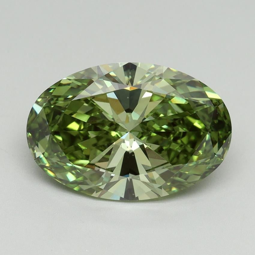 4.08 Ct. Fancy Vivid Green Oval Lab Grown Diamond