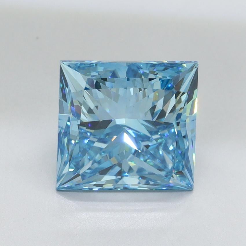 3.83 Ct. Fancy Vivid Malibu Blue Princess Lab Grown Diamond