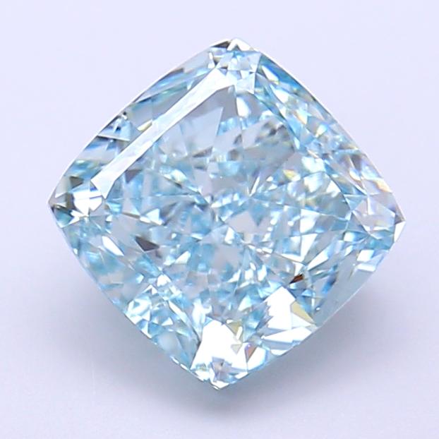 2.27 Ct. Fancy Vivid Bluish Green Cushion Lab Grown Diamond