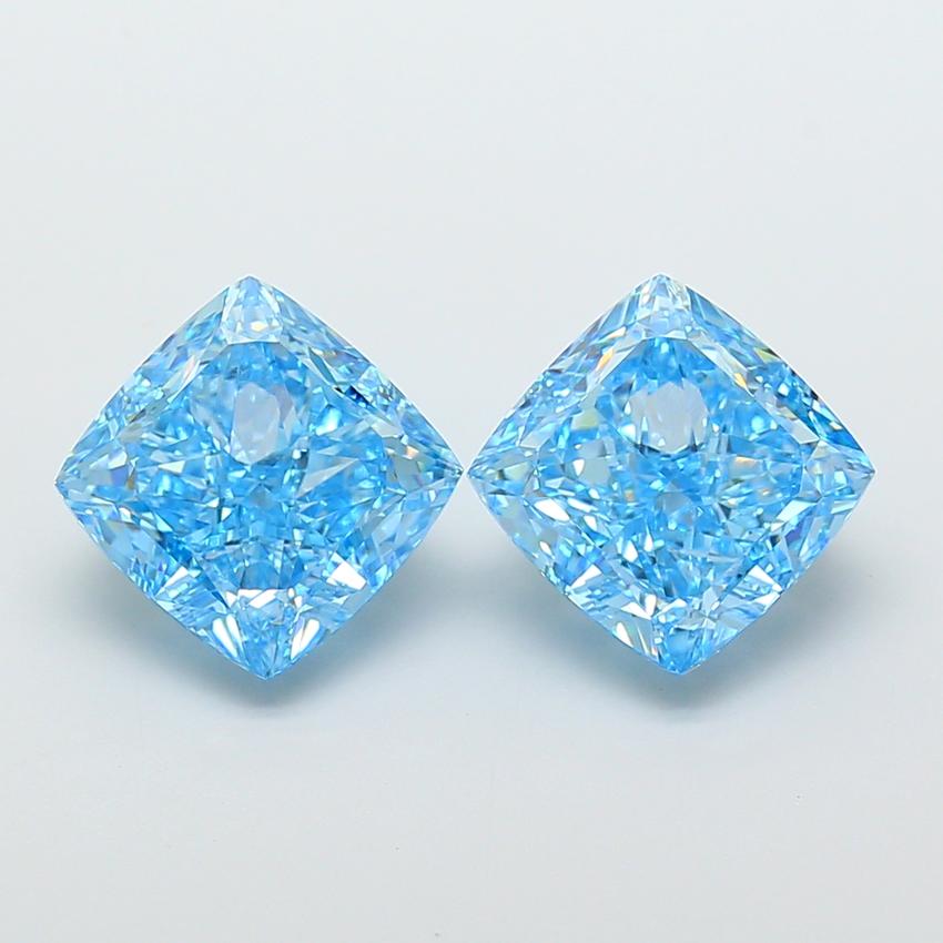 5.44 Ct. Fancy Vivid  Blue Cushion Lab Grown Diamond
